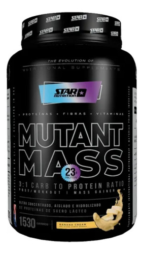 Suplemento En Polvo Star Nutrition  Mutant Mass Proteínas Sabor Banana Cream En Pote De 1.53kg