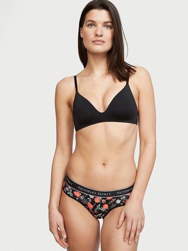 Panty Victoria's Secret - Negra Con Flores