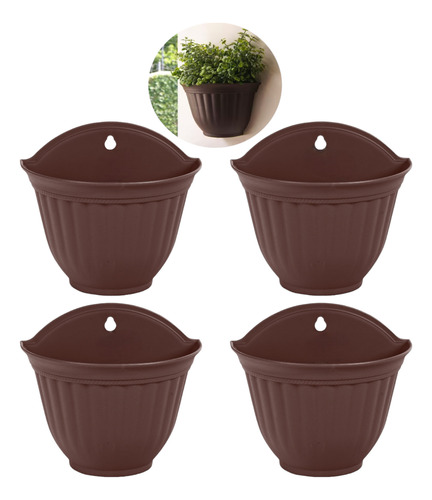 Maceta Plastico Colgante De Pared Plantas Jardin Patio 4 Pzs