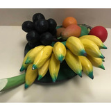 Frutero Con 7 Frutas En Base De Hoja De Platano De Madera