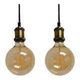 2 Lamparas Colgante Vintage Bronce + Led Filamento G80