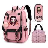 Demon Slayer Nezuko Juego De Mochila For Niños De 3 Piezas/