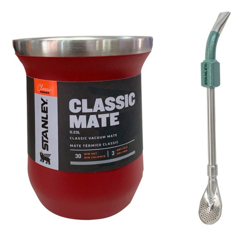 Combo Stanley Mate Rojo Y Bombilla Spoon Acero Libre Bpa