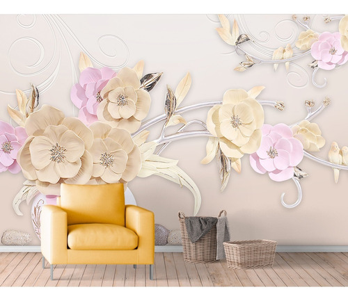 Painel Adesivo Flores Floral C/efeito 3d, Frete Grátis 10 M²