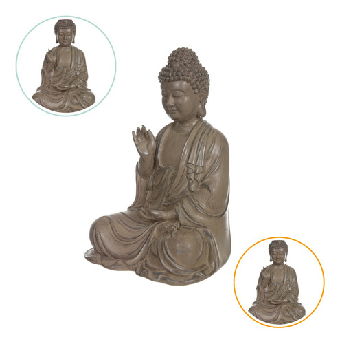 Estatua Buda Hindu Meditando Tibetano Cantinho Zen 30cm Bege