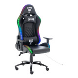 Cadeira Para Jogos King Preta Clanm Led Rgb Color + Controle