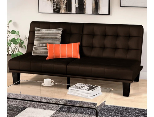 Sofa Cama Joann Tacto Piel Chocolate Pieza Sillon Sala