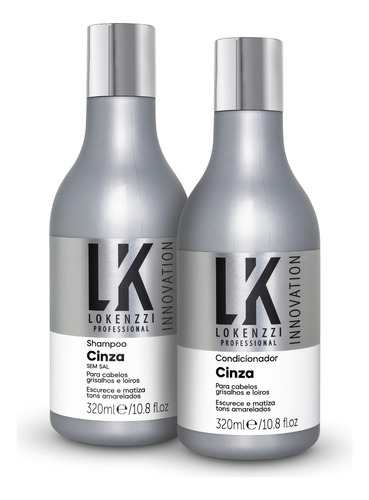 Kit Lokenzzi Cinza Shampoo E Condicionador Matizador 320ml