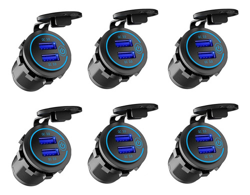 6 Enchufes Usb De 12 V, Cargador De Coche Dual Qc 3.0 Usb Co