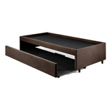 Bicama Box Para Dois Colchões Solteirão 96x203 Suede Marrom