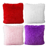 Set De 4 Cojines De Peluche Extrasuave Colores Surtido 40x40