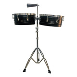 Timbal Latino Boss Negro 14-15  + Base + Campana + Baquetas