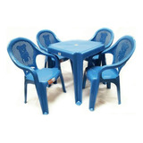 Conjunto Infantil Mesa E 4 Cadeiras Antares Azul Kit 01 Jogo