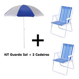 Kit Praia Piscina Guarda-sol 1,80m Com 2 Cadeiras 