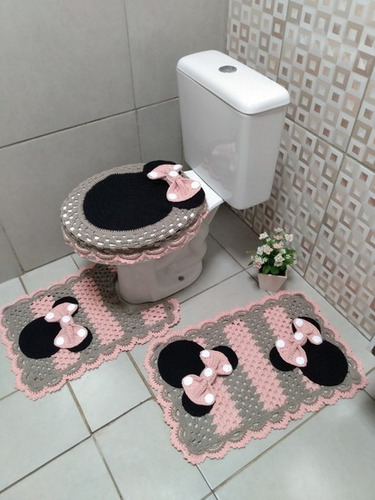 Jogo Banheiro  Em Crochê Com 3 Peças 