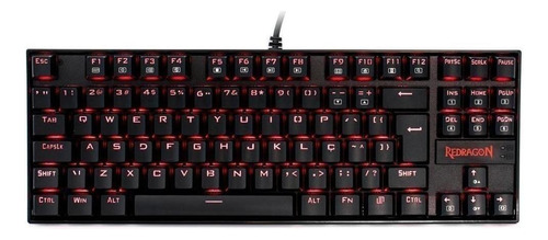 Teclado Gamer Redragon Kumara K552-2 Qwerty Outemu Brown Português Brasil Cor Preto Com Luz Vermelho