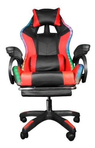 Silla Gamer Rgb Con Apoya Pies Y Masajeador Rojo