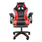 Silla Gamer Rgb Con Apoya Pies Y Masajeador Rojo