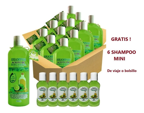 Mayoreo Caja Con 12 Shampoo Organico De Bergamota De Litro Crecimiento Capilar, Anticaspa, Anticaida. Envío Gratis Expre