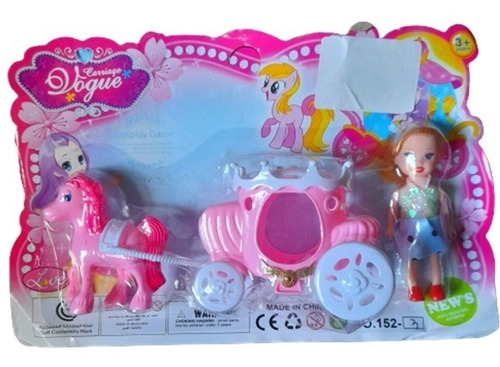 Carruaje De Princesa Con Muñeca Y Caballo 20 Cm