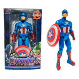Capitan America Muñeco Avengers Juguete Articulado Con Luz