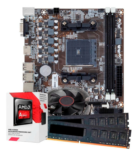 Kit Upgrade Amd A6-7480 + Cooler + Placa Mae Fm2 + 16gb Ddr3