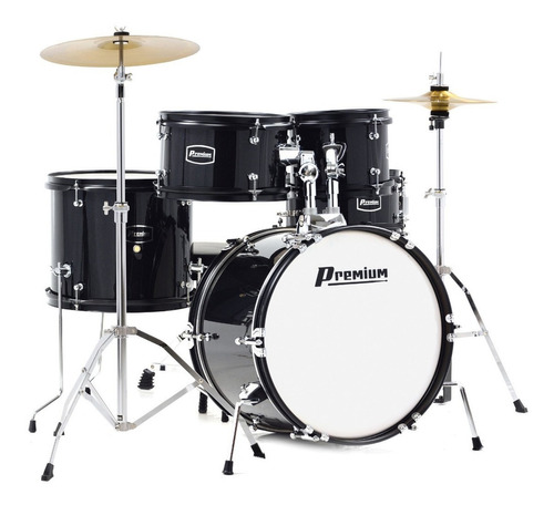 Bateria Infantil Premium Dx45j Kids C/ Prato Banco Baqueta Cor Preta