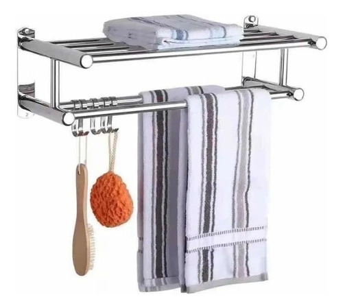 Toallero Repisa Organizador Para Baño 60cm Estante Acero 