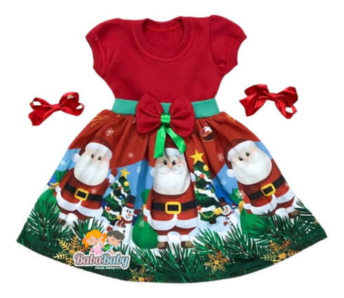 Vestido De Natal Infantil Papai Noel Temático Roupa Fantasia