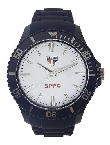Relógio Masculino São Paulo Sport Bel Spfc-004-5 Preto Cor Do Fundo Branco