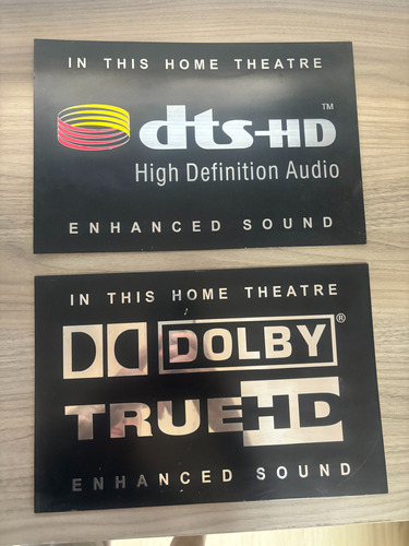 Placa Metal P/ Home Theater Dolby Truehd Dtshd Sony Blu-ray