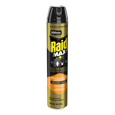 Insecticida en Aerosol Raid Max Naranja Mata Cucarachas e Insectos Rastreros 400ml | MercadoLibre