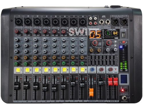 Pa Proaudio Mix-8 Consola Pasiva 8 Canales Fx Bt Mp3 Usb