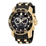 Reloj Pulsera Invicta Pro Diver 6981  Color Negro Y Oro