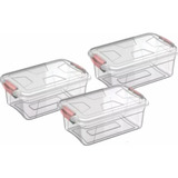 3 Caixas Organizadora Multiuso Transparente C/tampa 3litro 