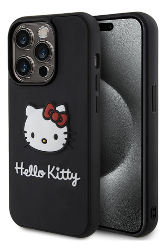 Case Hello Kitty3d Kitty Negro Compatible iPhone 15 Pro Max