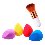 Set 4 Esponjas De Maquillaje Más Brocha Veganas