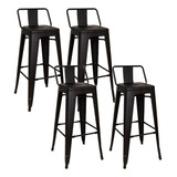 Set 4 Taburetes De Bar Bancos De Cocina Tipo Tolix Modernos Color Negro