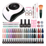 Kit De Esmalte De Uñas De Gel De 21 Colores Con Luz Uv De 12