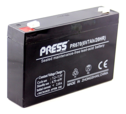 Batería De Gel 6v 7a Press Alto Rendimiento Pronext 