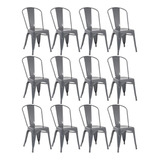 12 Cadeiras Iron Tolix Aço Metal  Industrial Vintage Cores Cor Da Estrutura Da Cadeira Cinza-escuro