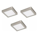 Foco Led 12w Panel Plafón Níquel Cuadrado Sobrepuesto X3 U