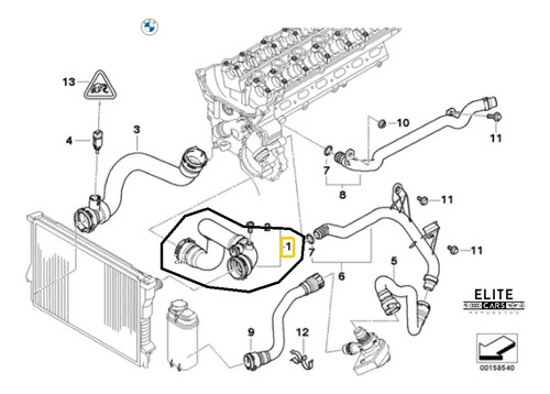 Manguera Radiador Superior Bmw Serie X5 E53 M54 11537500733 Foto 4