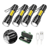 4pcs Lampara Tactica Recargable Led 2000l Linterna Lateral