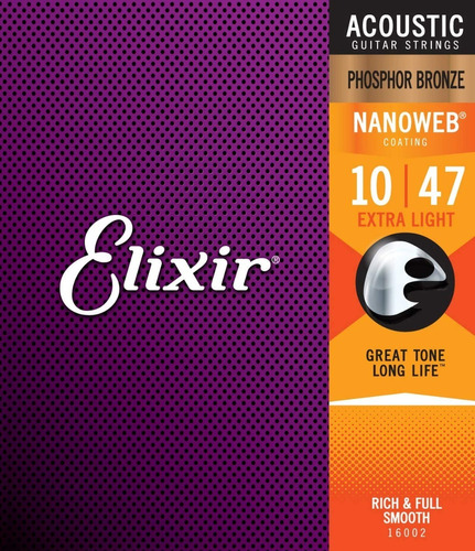 Cuerdas Elixir Nanoweb 10-47 Acustica - 100% Originales