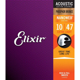 Cuerdas Elixir Nanoweb 10-47 Acustica - 100% Originales