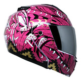 Casco Abatible Para Moto Kov Stealth Alebrije Rosa Color Rosa Chicle Tamaño Del Casco L