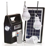 Luminaria Solar De Led Com Rádio Fm Recarregavel 3 Lâmpadas 