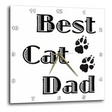 3drose Dpp__2 Reloj De Pared Con El Mejor Gato Y Papá, 13 Po