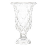 Vaso Decorativo De Vidro Com Pé Sala Enfeite 15x24cm Diamond